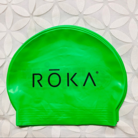 Iron Man Other 5 Ironman Roka Swim Cap Swimcap Lime Green Lot Of 5